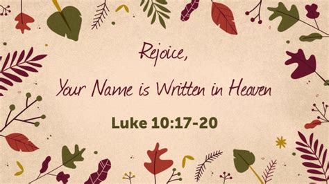 Rejoice Your Name Is Written In Heaven Logos Sermons