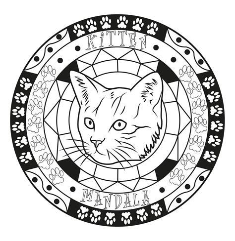 Mandala And Cat Head Cats Kids Coloring Pages