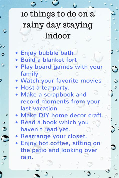 Paradisenearth 10 Things To Do On A Rainy Day Rainy Day Fun Rainy