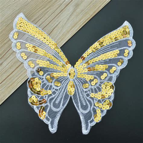 Sequins Butterfly Embroidery Parches Lace Applique Sew On Patches Diy