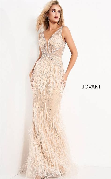 Jovani Dress Off White Beaded Feather Evening D In Jovani Dresses Feather Prom