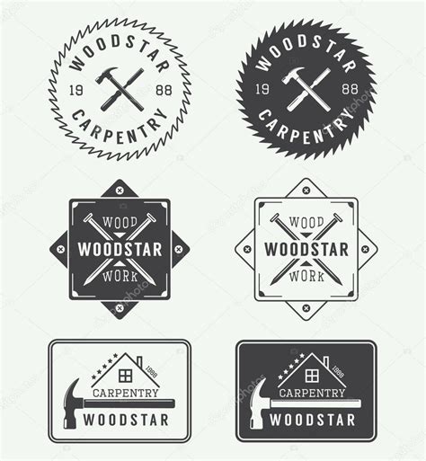 Set Of Vintage Carpentry Labels Emblems Badges And Logo — Stock