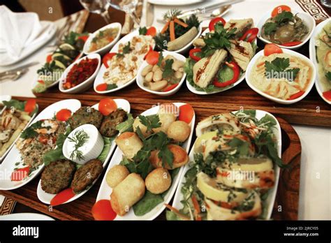 Traditional Turkish Appetizer Foods Turkish Meze On The Restaurant
