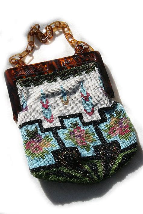 Vintage Antique Beaded Purse With Genuine By Forsythtreasures 30000