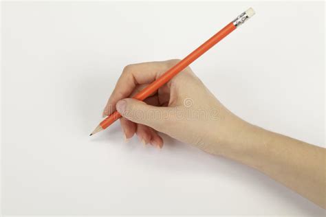 Hand Mit Einem Bleistift Stockfoto Bild Von Dokument 24072880