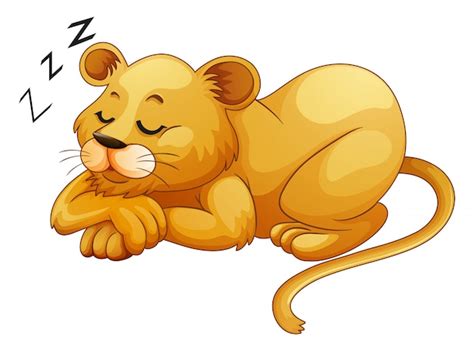 Free Vector Cute Lion Sleeping Alone
