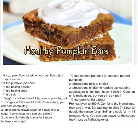 To create a structurally sound cheesecake, you need a lot of cream cheese, but if you have too much cream. Diabetic Pumpkin Bars Recipe - Pumpkin Protein Bars - 85 calories | Pumpkin protein bars ...