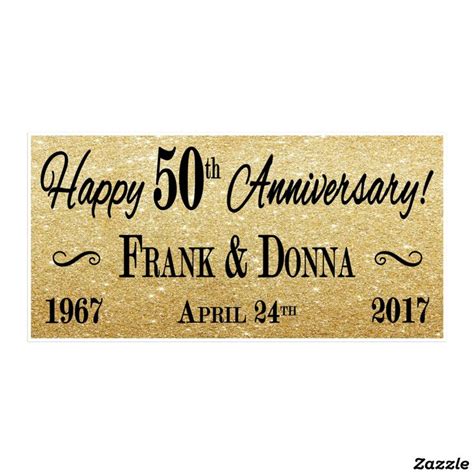 48x24 Personalized Gold 50th Anniversary Banner 50th Wedding