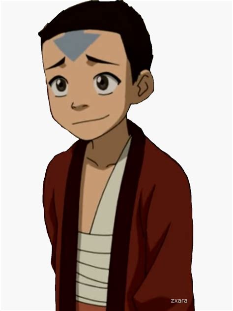 Aang Smiling With Hair Sticker By Zxara Redbubble