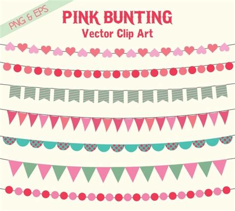 Digital Pink Bunting Clipart Pink Flag Banner Clip Art