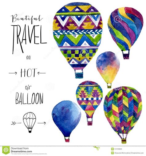 La fiorire kota damansara branch. Watercolor Card With Hot Air Balloon. Hand Drawn Vintage ...