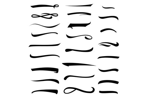 White Underlines Lettering Lines Set Isolated On Background