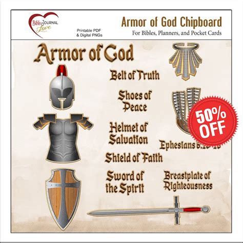 Armor Of God Chipboard Elements Bible Journal Page Kit Etsy