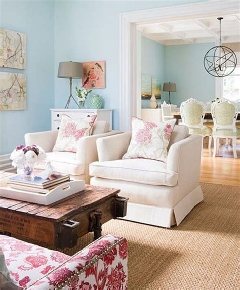 Beautiful Shabby Chic Wall Colors Pastel Living Room Feminine Living