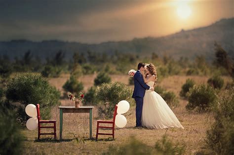 Hd Wallpaper Wedding Bride And Groom The Happy Couple Touching Love