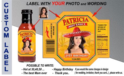 Personalized Hot Sauce Label Custom Cholula Hot Sauce Labels Etsy
