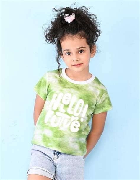 Buy Nusyl Girls Green Hello Future Printed Tie And Dye Tshirt Online At Best Prices In India