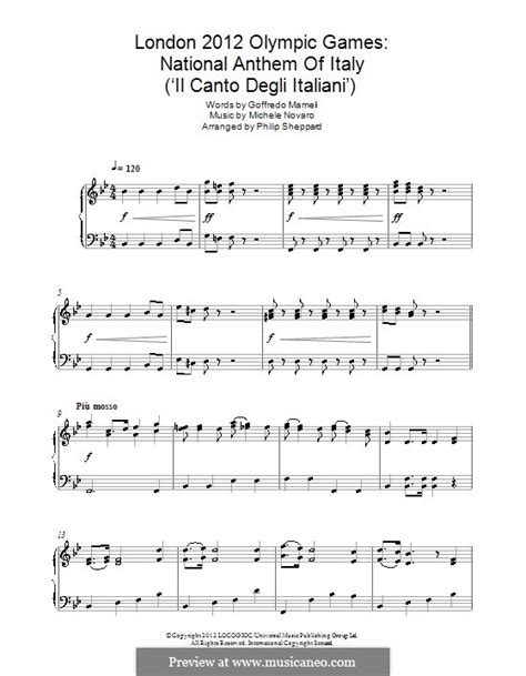 Inno Di Mameli Italian National Anthem By M Novaro On Musicaneo
