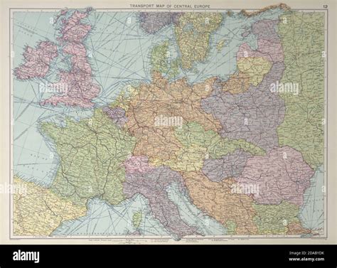 Transport Map Of Central Europe Railways Mail Routes Large Old