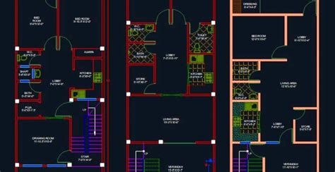 House Architectural Planning Floor Layout Plan 20x50 Dwg File
