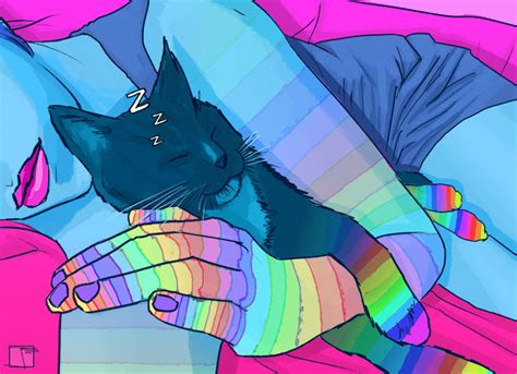 Phazed Kawaii Digital Art Cute Cat Cat  Psychedelic Art Art And Illustration Art Pop