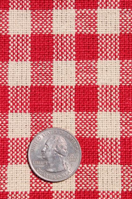Vintage Red Checked Flax Linen Fabric French Farmhouse Or Bistro