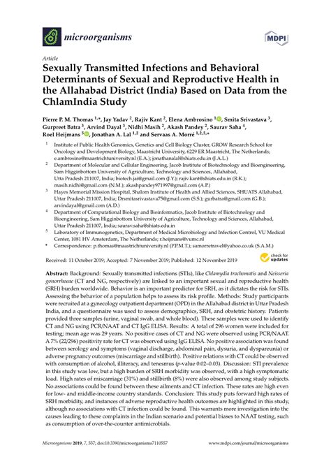 Pdf Sexually Transmitted Infections And Behavioral Determinants Of Sexual And Reproductive