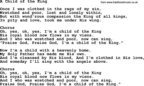 Baptist Hymnal Christian Song A Child Of The King Lyrics With Pdf