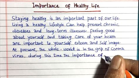 Essay On Importance Of Healthy Life The Importance Of Good Health