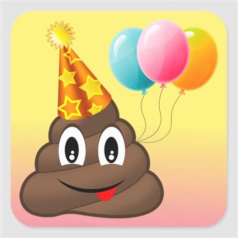Ombre Birthday Party Poop Emoji Stickers