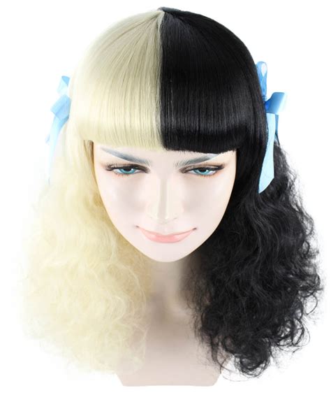 Melanie Mrs Potato Head Wig Blue Ribbons Black And Blonde Wig