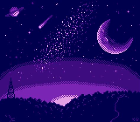 Oc I Tried To Make A Nice Night Sky Rpixelart