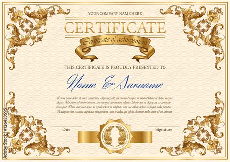 Fototapeta Vector Detailed Vintage Style Certificate Of Achievement
