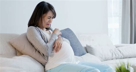 Pregnant Woman Feel Depression Stock Photo Image Of People Abdomen