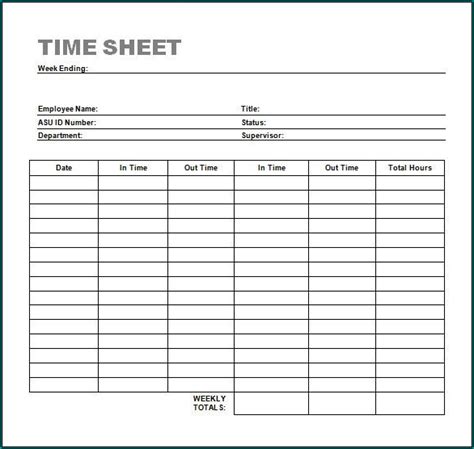 free printable weekly timesheet template bogiolo within weekly time card template free flash
