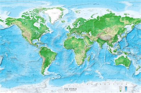 Physical World Map Mural World Map Wallpaper Giant World Map Etsy
