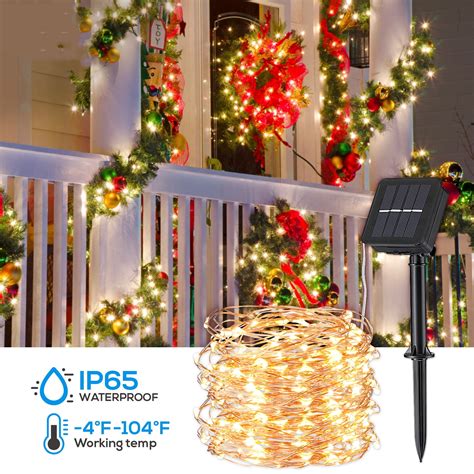 Torchstar 33ft 100 Led Solar String Lights For Party Ip65 Waterproof