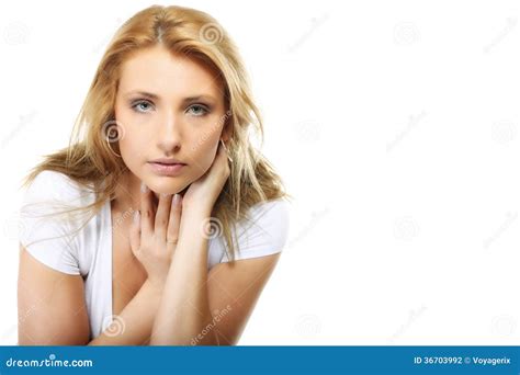 Attractive Young Blonde Woman Portrait Isolated Stock Photo Image Of