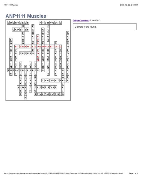 ANP1111 Muscles crossword - ANP1111 Muscles 2022-10-30, 9:23 PM - Studocu