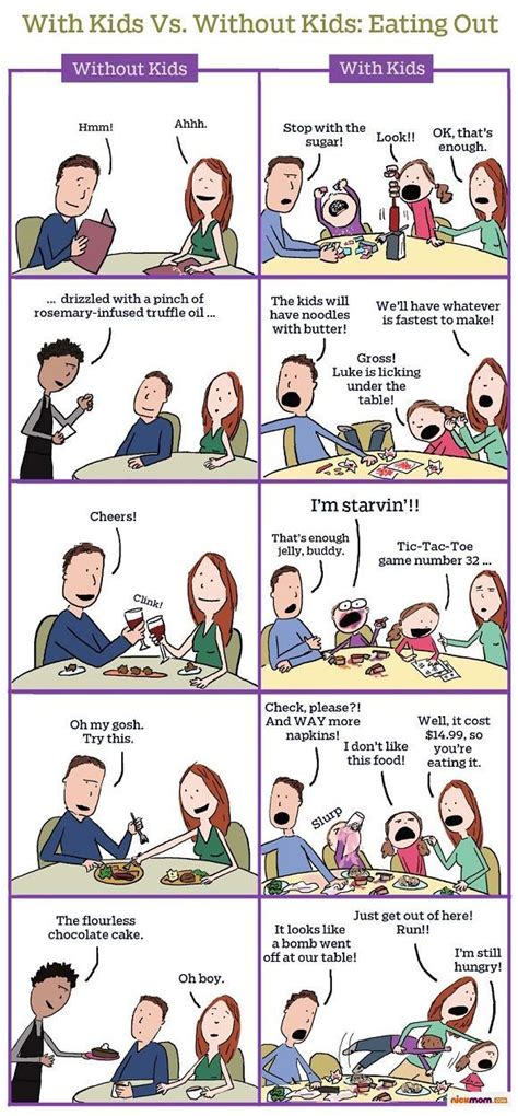 the comic strip shows how people are eating at a table and having fun with each other
