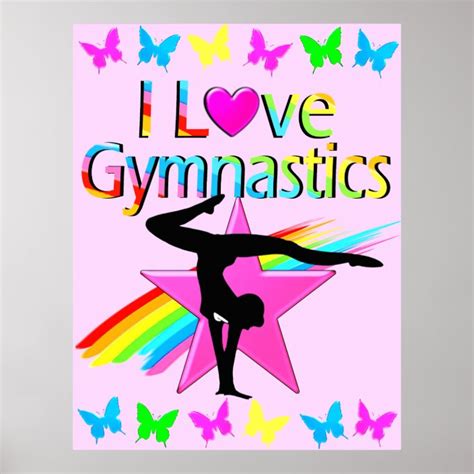 I Love Gymnastics Rainbow Gymnast Girl Design Poster Uk