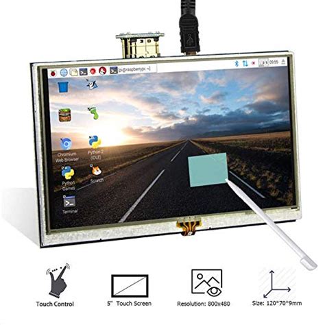 ELECROW 5 Inch Raspberry Pi Screen Touchscreen 800x480 TFT LCD Display
