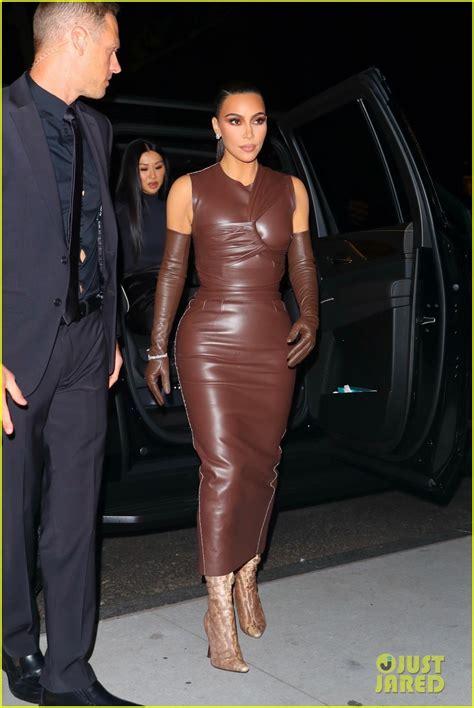 Kim Kardashian Wows In Brown Leather Outfit While Being Honored At Wsj