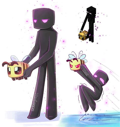 Enderman And Bee By Vruzzt On Deviantart Minecraft Art Minecraft Funny Minecraft Anime
