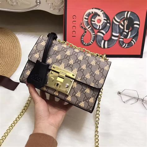 Gucci Padlock Small Gg Bees Shoulder Bag In Gg Supreme Canvas Lulux