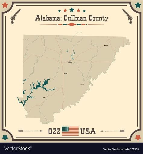 Vintage Map Of Cullman County In Alabama Usa Vector Image