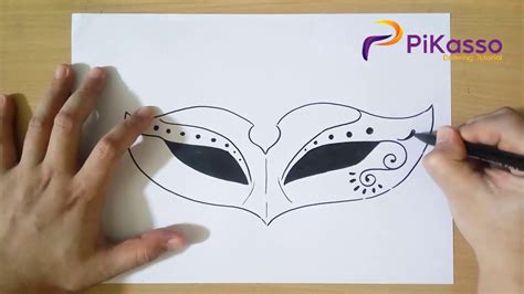 How To Draw Carnival Mask Step By Step Youtube