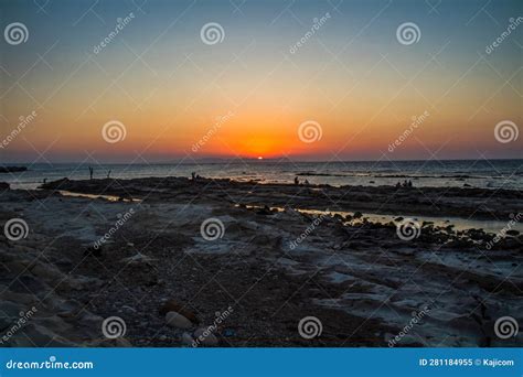 Sunset On The Beach With Ocean View At Cap Zebib Bizerte Tunisia