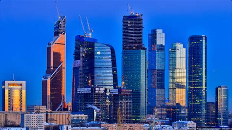 Moscow Buildings Skyscrapers Blue 2560x1440