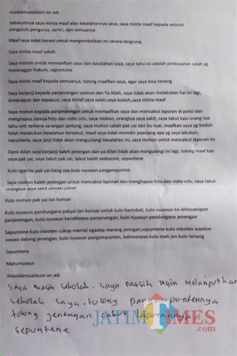 Surat permohonan maaf saya yang bertanda tangan dibawah ini: Wanita Pencuri Uang Ratusan Juta Milik Ponpes Layangkan ...